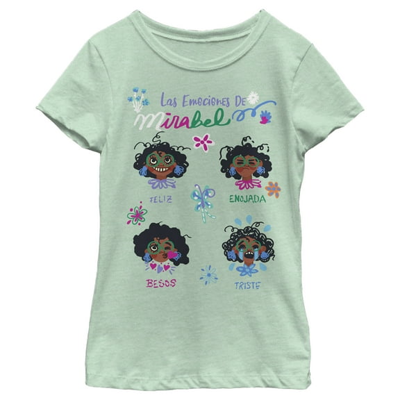 Girl's Encanto Las Emociones De Mirabel  Graphic Tee Mint X Large