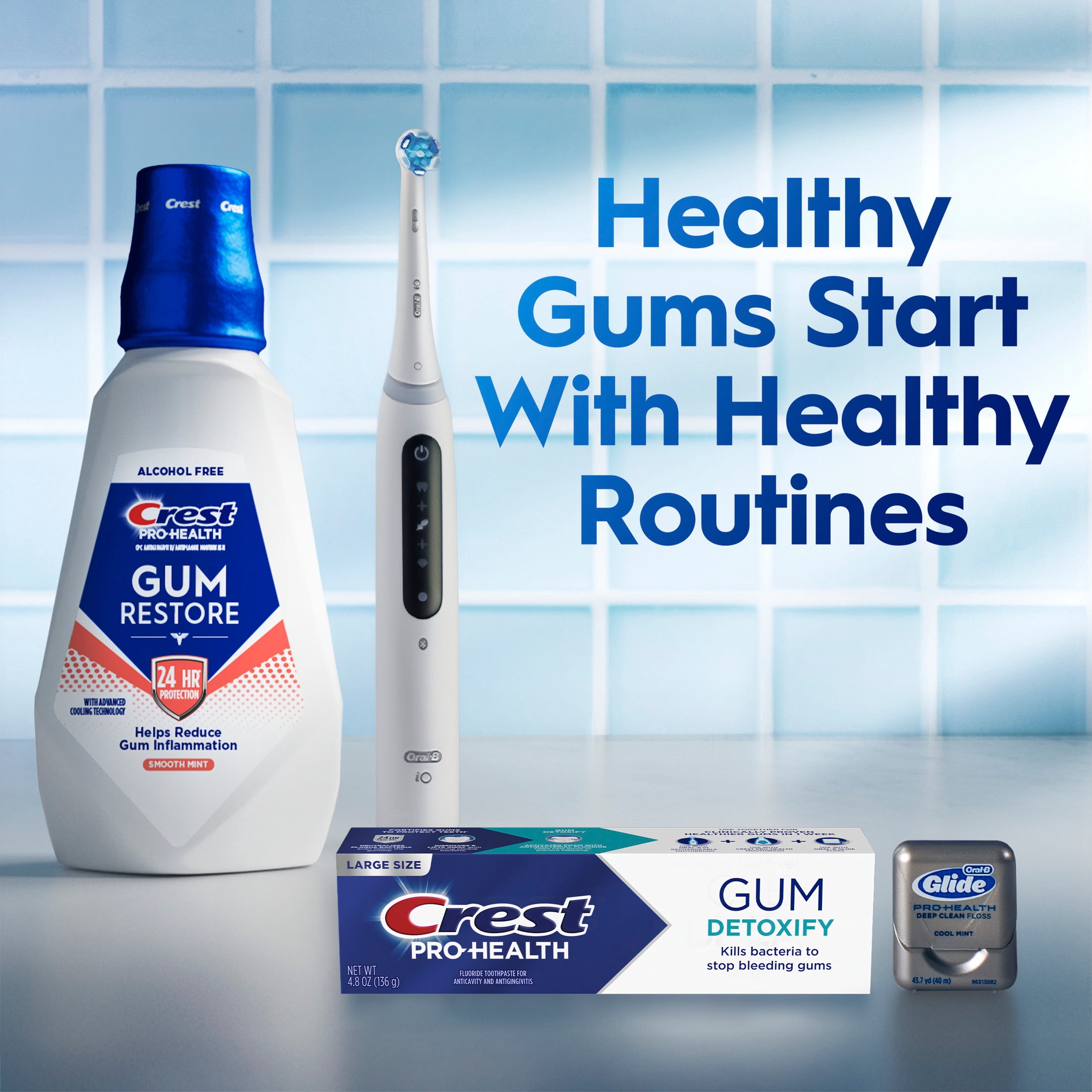 Crest Mouthwash, Pro-Health Gum Restore Mouthwash/Mouth Rinse, Antigingivitis/Antiplaque, Alcohol Free, Smooth Mint, 1L (33.8 fl oz)
