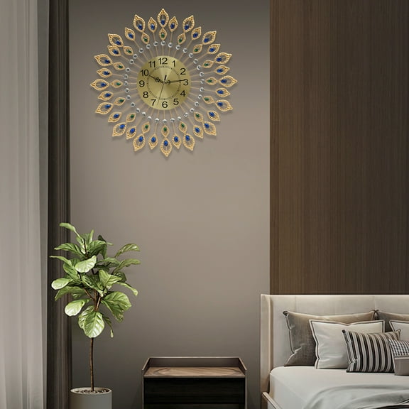 26.37in Wall Mounted Large Wall Clock Gold Modern Metal Big Clocks Decorative Wall Clocks for Living Room