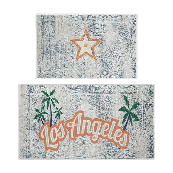 Tapis et Carpettes de Cuisine Antidérapants Lavables au Design des États-Unis, Ensemble de 2 - Tapis de Zone Polyvalents à Poils Courts - Ensemble de 44 x 24 et 31,5 x 20 Pouces Tapis de Sol