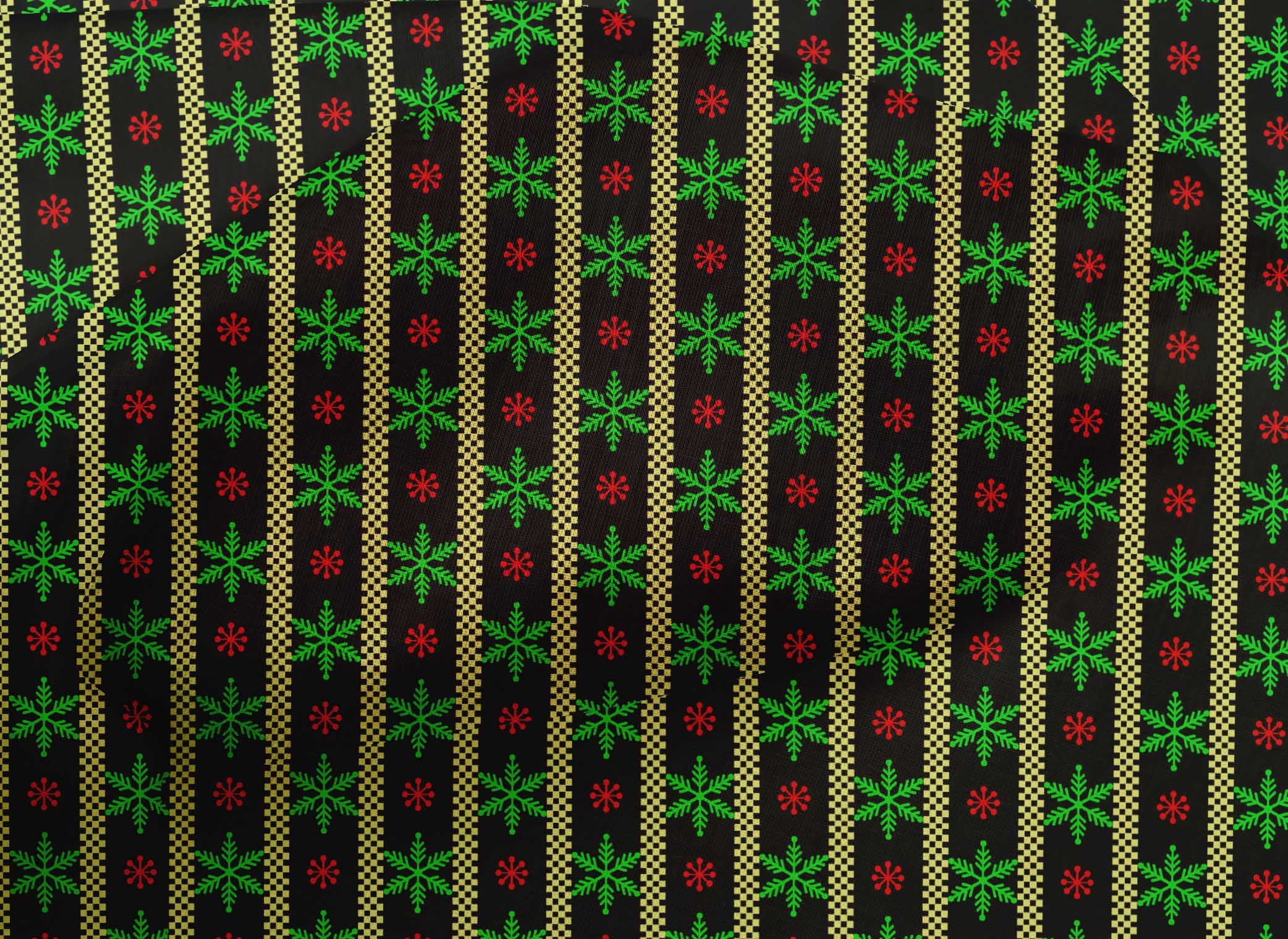 oneOone Cotton Poplin Black Fabric Merry Christmas Sewing Material Print Fabric By The Yard 42 Inch Wide - 1Y