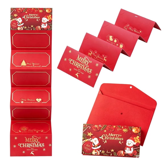 SHJHENG Christmas Foldable Money Card - Multi-Slot Cascading Cash Gift with Santa Snowman Design, Folding Surprise Money Holder with Matching Envelope, Holiday Cash Gift Card