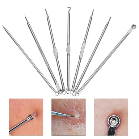 HERCHR 7Pcs Blackhead Remover Tool Kit Face Skin Care Tools Facial Comedone Acne Needle Clip Pimple Tweezer Blemish Extractor tools