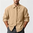 thumbnail image 7 of CQONEPT Big and Tall Shirts for Men Wrinkle Free Tie Long Sleeve Formal Shirt Button Down Business Casual Tops Khaki 3XL, 7 of 7