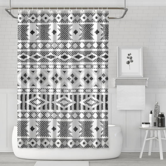 Abstract Beam Shape with Geometric (4) Shower Curtains Reusable Shower Liner,Contemporary Chic Polyester Bathroom Curtain,bath curtain shower liners with plastic hook 72x72Inch