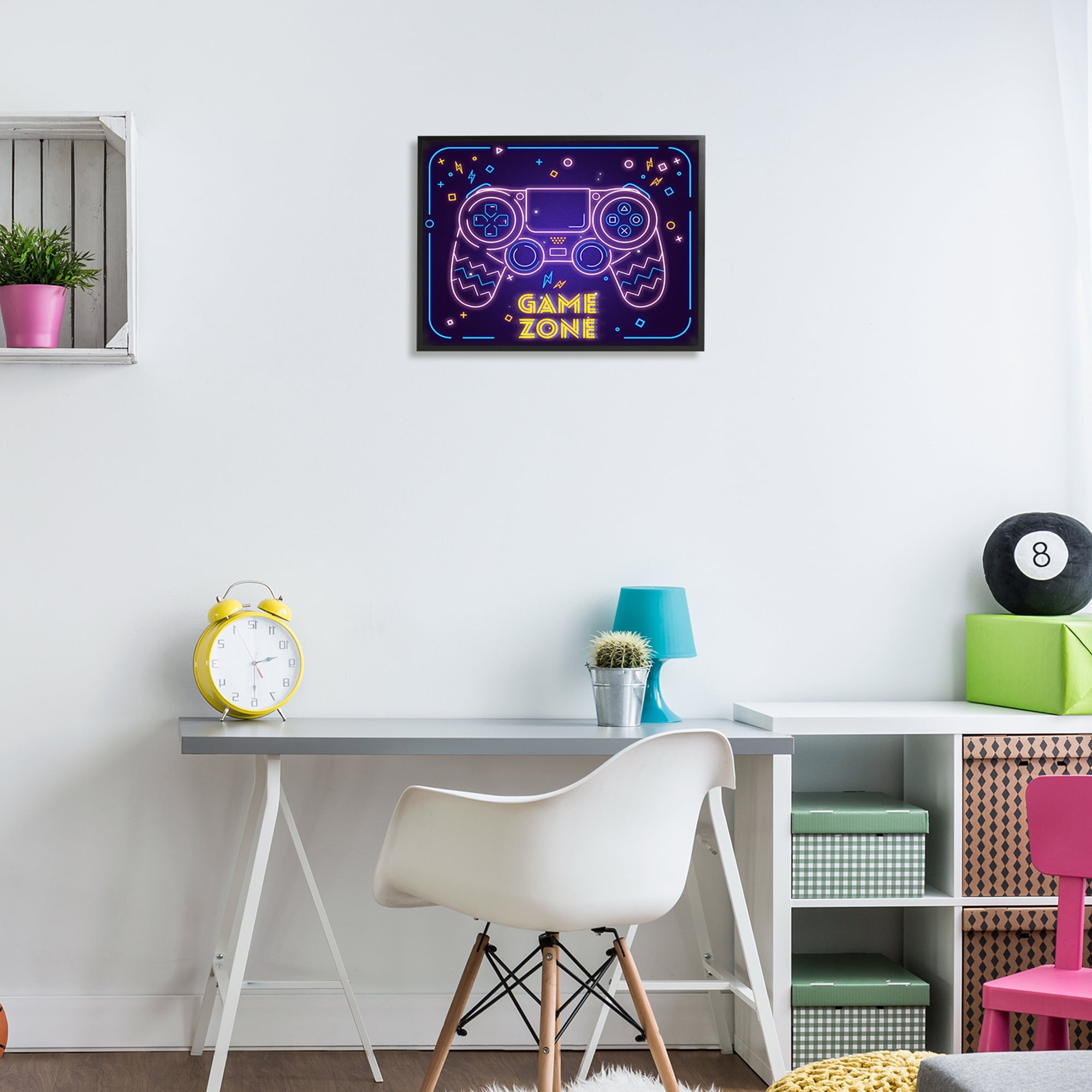 Stupell Industries Vivid Neon Style Game Zone Arcade Gamer Sign , 20 x 16, Design by Ziwei Li