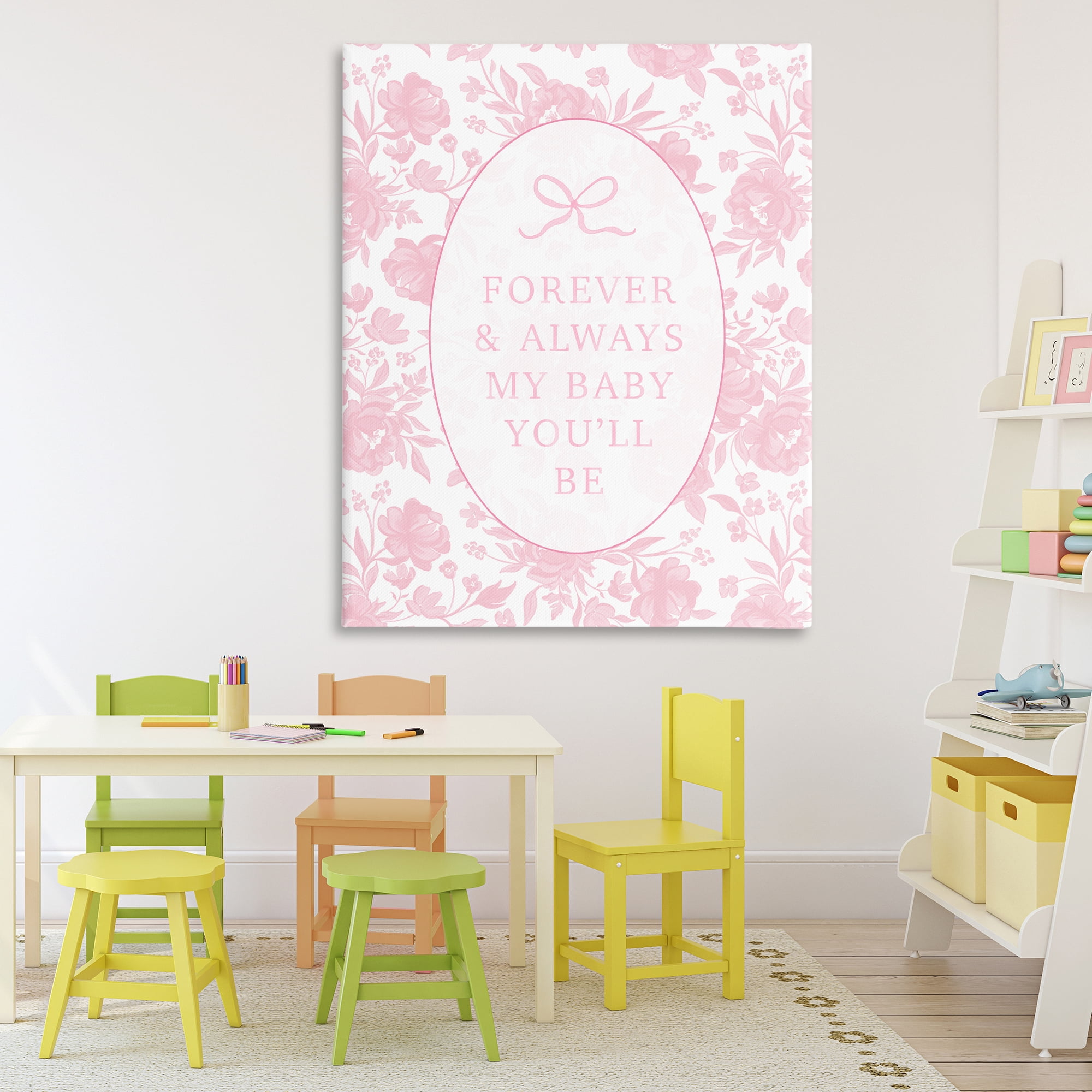 Stupell Industries Forever and Always Pink Florals Canvas Wall Art, design by Cherrywood Lane