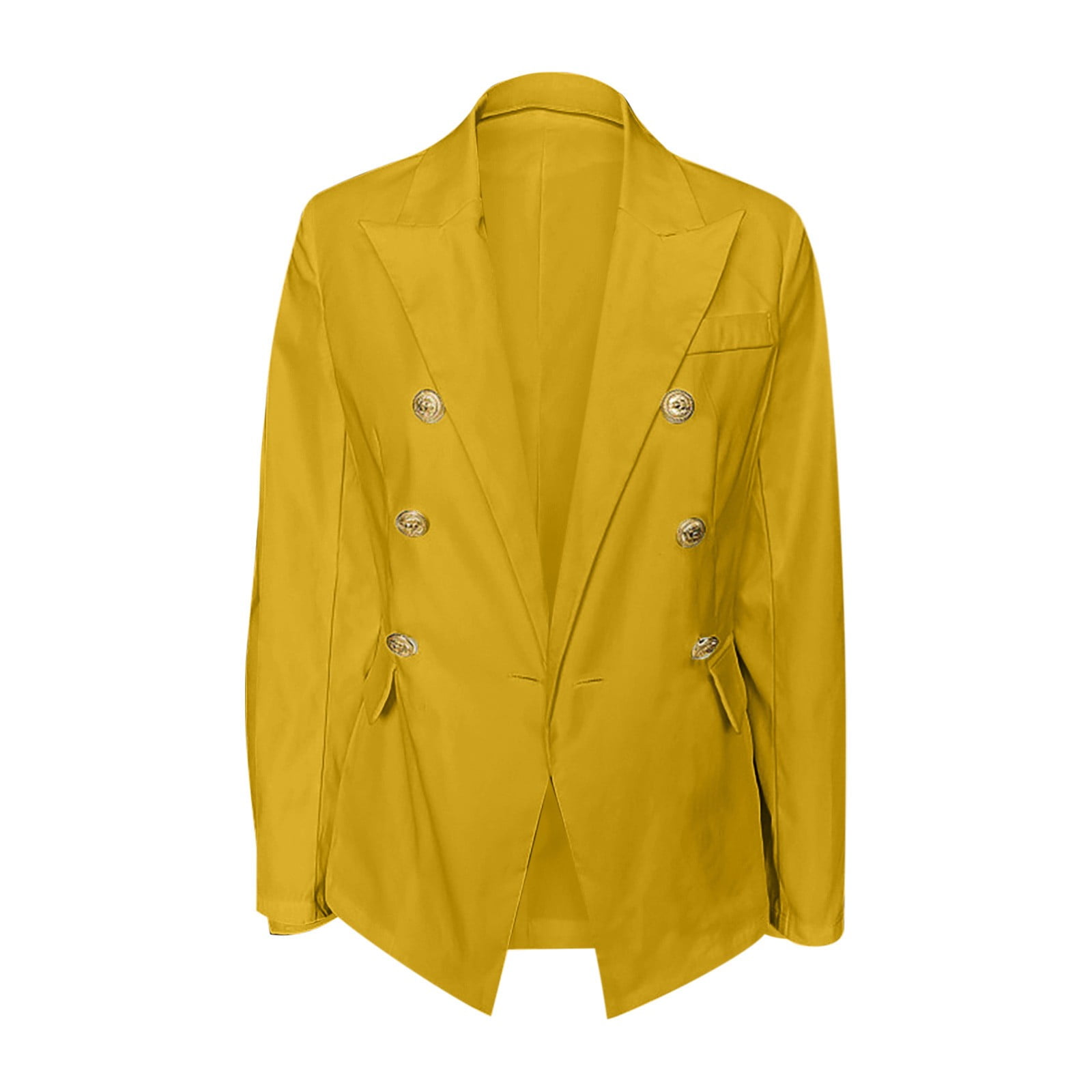 DDAPJ pyju Women's Vintage Double Breasted Blazer Jacket Gold