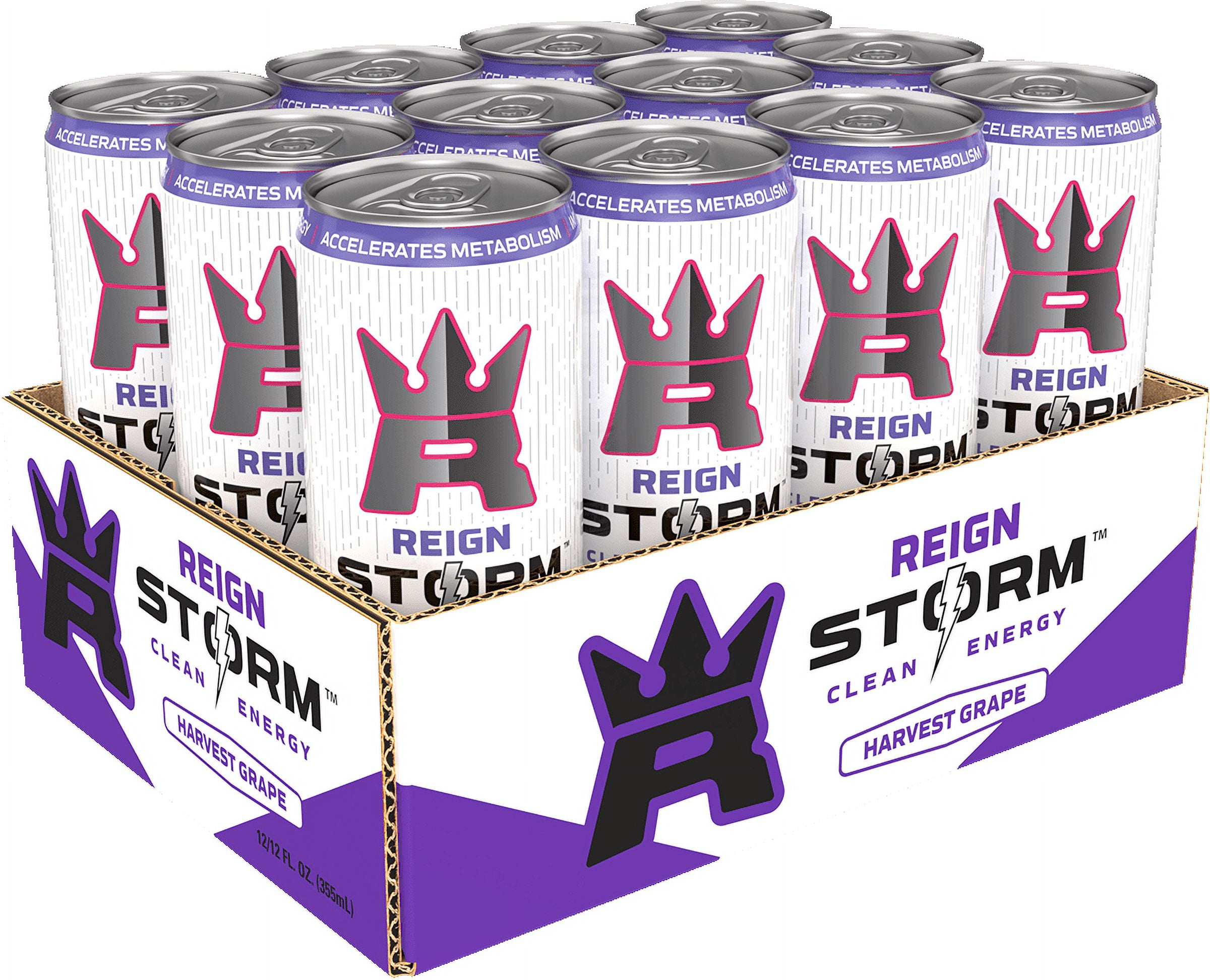 Reign Storm, Harvest Grape, Clean Energy Drink, 12 fl oz (Pack of 12)