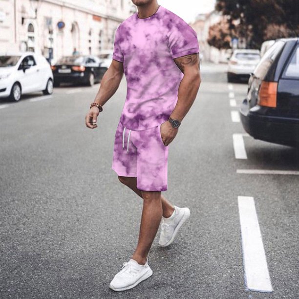 MKLEKYY Conjunto Deportivo Informal Corto Para Mujer Y Hombre, Ideal Para Vacaciones Y Fitness, Con Mangas Cortas Y Pantalones Cortos, Ideal Para Actividades De Primavera, Verano Y Otoño.