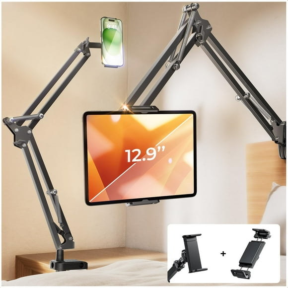 Soporte para tableta y teléfono LISEN para escritorio con 2 abrazaderas