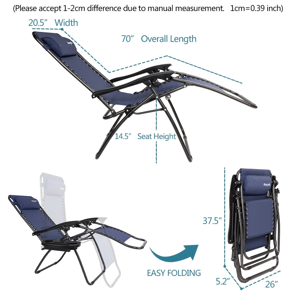 Ktaxon 2 Outdoor Zero Gravity Lounge Chair Beach Patio Pool Yard Folding Recliner Blue