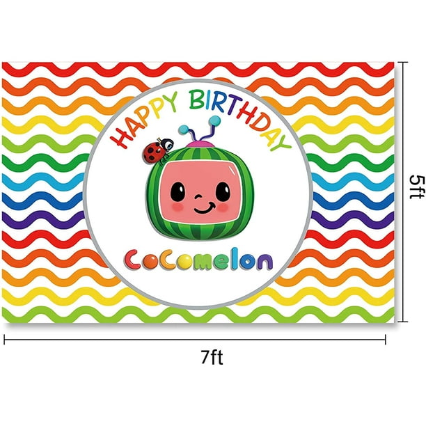 Cartoon Cocomelon Backdrop Lovely Watermelon Colorful Background Theme  Happy Birthday Party Banner Decorations Supplies 