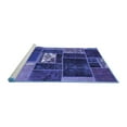 thumbnail image 2 of Ahgly Company Machine Washable Indoor Square Patchwork Blue Transitional Area Rugs, 4' Square, 2 of 4