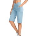 thumbnail image 6 of Aboser Bermuda Yoga Shorts for Women Tummy Control V Crossover Shorts Comfy Straight Leg Cropped Pants Gym Running Workout Shorts with Pockets, 6 of 7