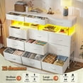 thumbnail image 4 of Dresser for Bedroom with 12 Fabric Drawers,Dresser with LED Lights and Charging Station,Chest of Drawer for Entryway,Living Room,Closet,White, 4 of 8