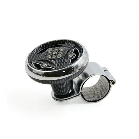 Unique Bargains Carbon Fiber Pattern Steering Wheel Knob Handle Rhinestone Decor for Car