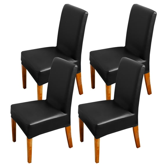 4Pcs Stretch Chair Cover Waterproof Chair Slipcover PU Reusable Seat Protector Cover for Dining Room Office Hotel