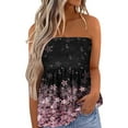 thumbnail image 1 of SAYOO Camisetas Sin Tirantes para Mujer, Sin Mangas Plisadas Color Degradado/Pluma/Raya/Flor/Bandera Pullover, Tops Sueltos de Verano para Mujer SAYOO  casual, 1 of 5
