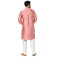 thumbnail image 4 of In-Sattva Men's Vertical Pleat Embroidered Banded Collar and Placket Kurta Tunic; Rose Pink; SM, 4 of 5