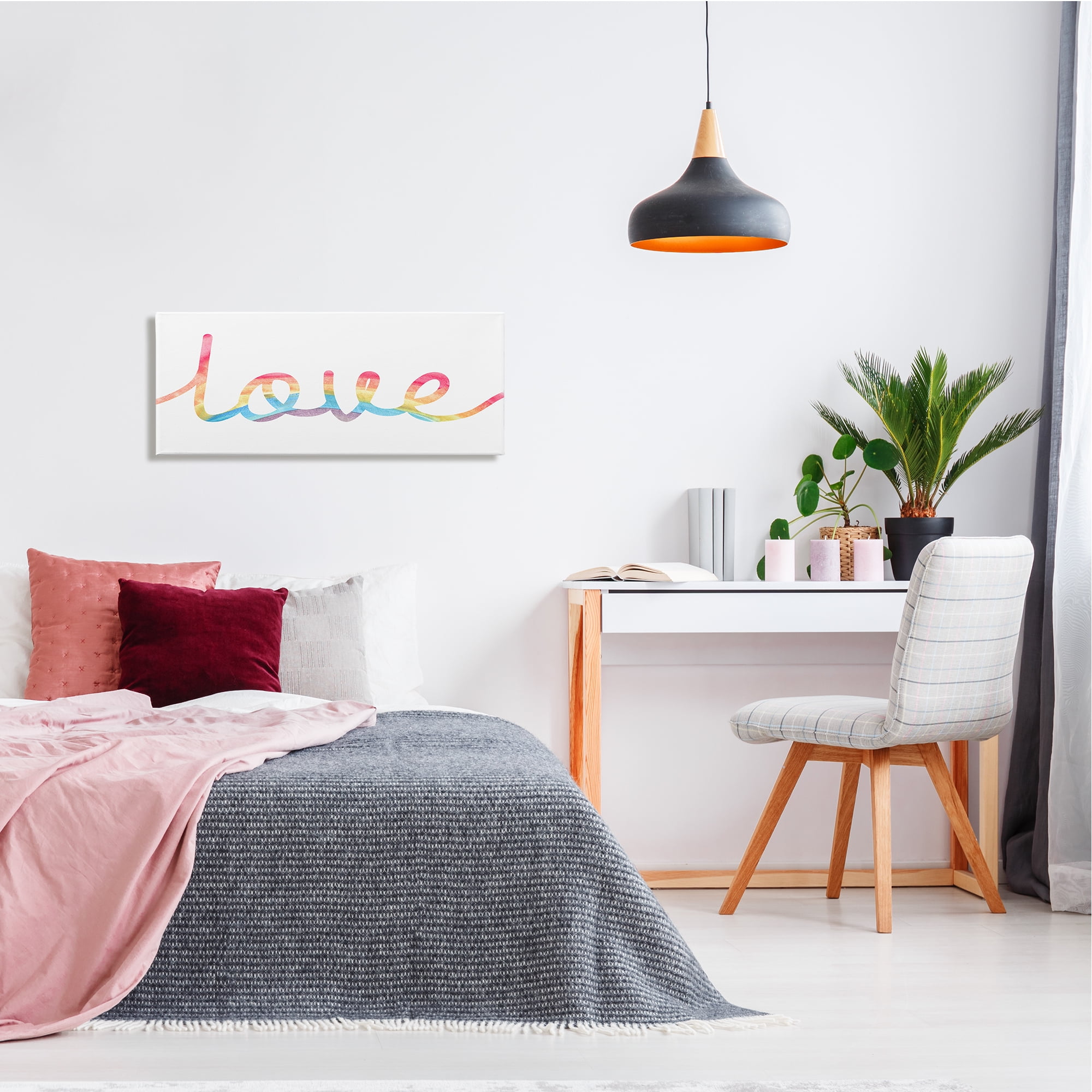 Stupell Industries Simplistic Rainbow Love Text Cursive Typography,30 x 13, Design by Daphne Polselli
