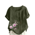 thumbnail image 2 of Summer Clearance Sales kttectoa Casual Plus Size Retro Flowy Blouses Womens Clothes Floral Graphic T Shirts Short Sleeve Round Neck Blouse for Ladies Free Shipping Vacation, 2 of 3