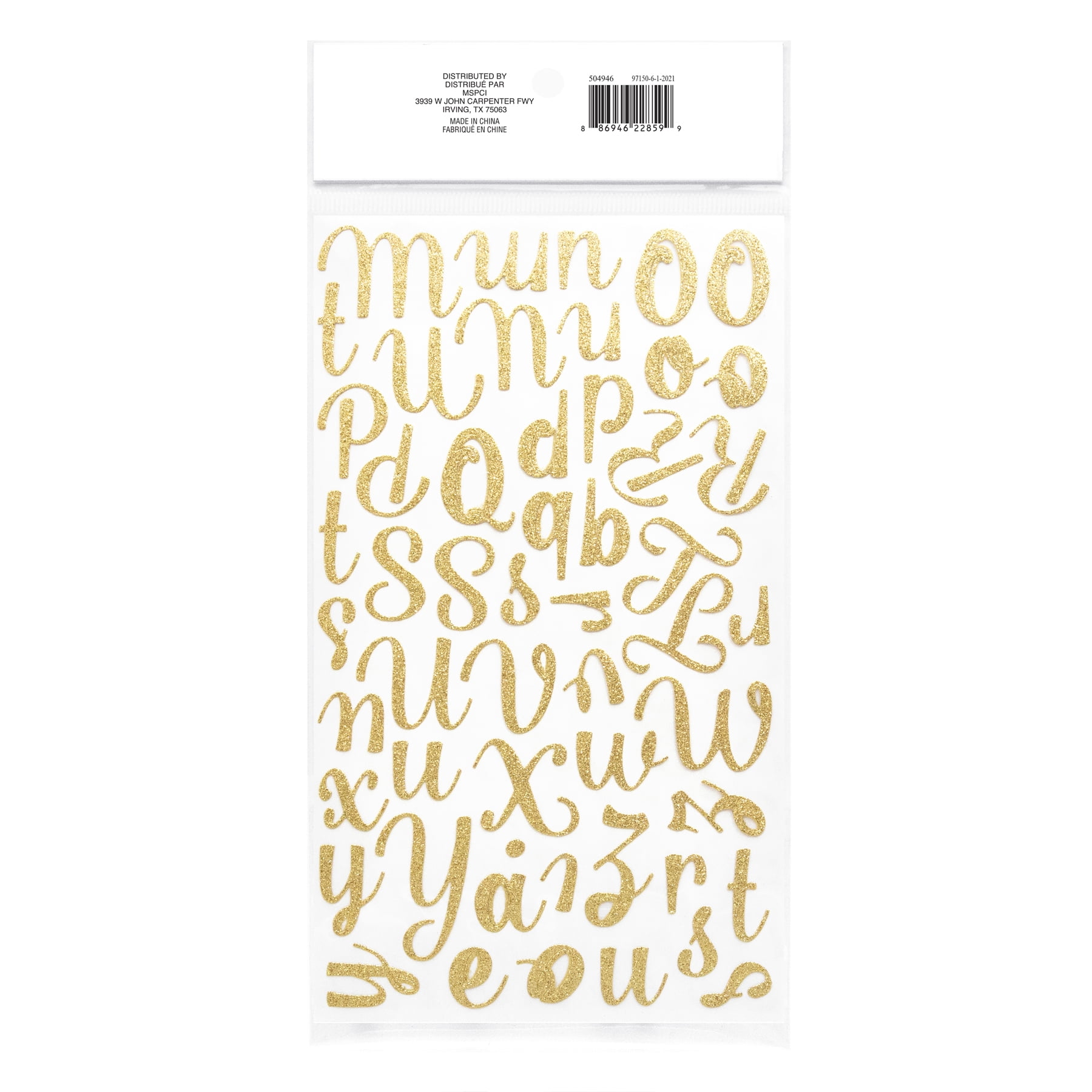 Recollections Gold Glitter Script Alphabet Stickers, 12 Pack
