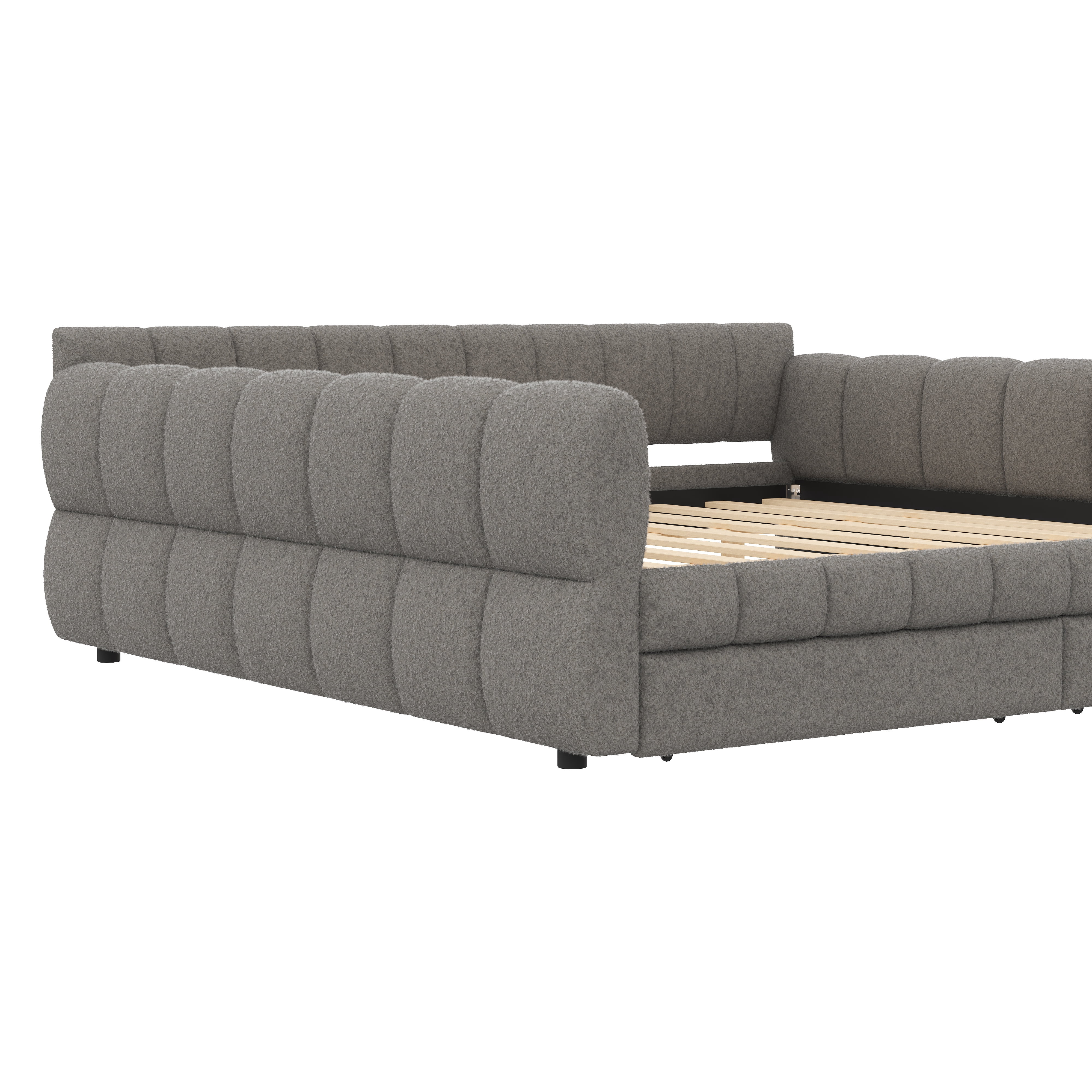 Euroco Upholstered King Size Platform Bed with Drawers and USB Ports, Gray