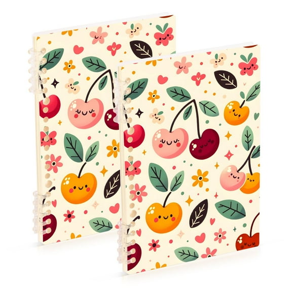 joogoo Spiral Journal Notebook Cute Cherry and Leaf College Ruled Notebooks 8.3" x 5.7" 2 PCs