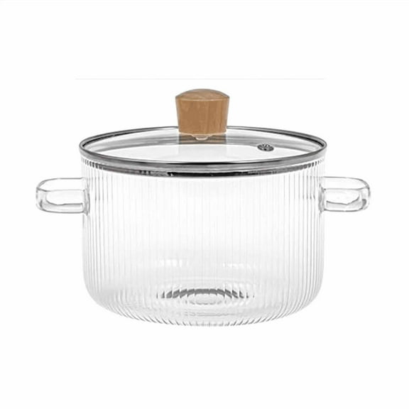 Direct Heat Flame Cooking Pot Heat Resistant Borosilicate Glass Cookware Set Fluted stovetop Pot - Safe for Pasta Noodle, Soup, Milk, Tea, Clear (Capacity 1600 ml)