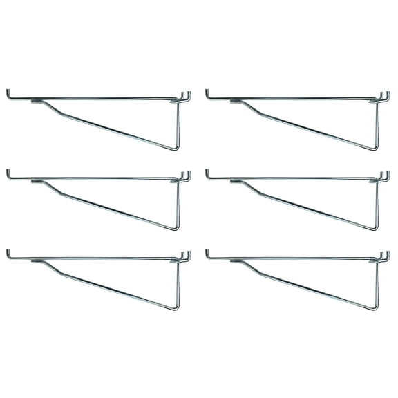 (6 Pack) Metal 12 Inch Shelf Bracket Garage Peg Hanger for 1/8"  1/4" Pegboard