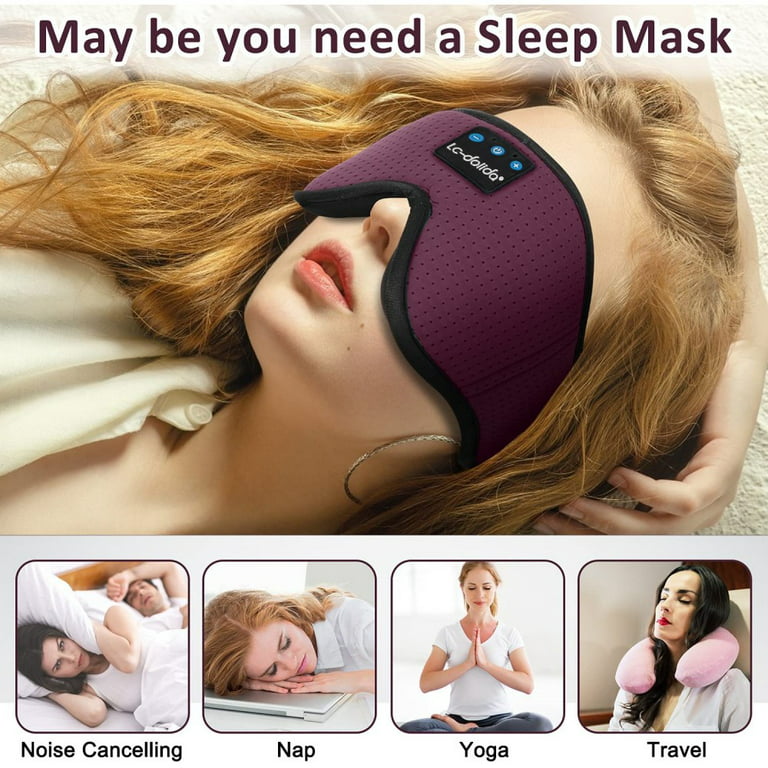 Direkte samtidig hval LC-dolida Bluetooth Sleeping Headphones Smart Bluetooth Sleep Mask,  Breathable 3D Eye Mask Sleep Headphones for Side Sleepers w/Auto Off Timer  Voice Control Noise Reduction Music Headset (Burgundy) - Walmart.com