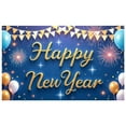 thumbnail image 4 of Gold Lettering Happy New Year Banner Blue Background New Year Banner Firework Design Balloon Decoration Celebration Banner for New Year Party Home Celebration Indoor Decoration, 4 of 9
