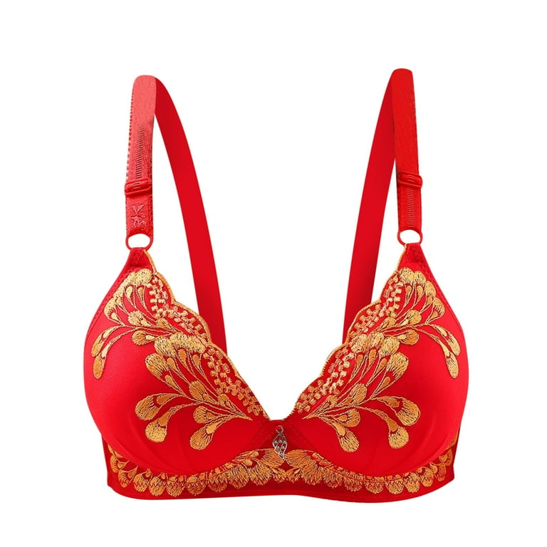 Pejock Everyday Bras for Women, Women's Ultimate Comfort Lift Wirefree Bra  Sexy Bra Without Steel Rings Sexy Vest Large Lingerie Bras Everyday Brass  No Underwire Red Cup Size 40/90AB 