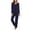 Dark Blue, variant on Ekouaer Womens Fall & Winter Pajama Set 2 Piece Long Sleeve Lounge Set Soft and Comfortable PJs with Pants