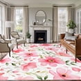 thumbnail image 3 of Elegant Spring Floral Area Rug 5x8 FT, Non Slip Bedroom Throw Carpet, Pink Flower Summer Botanical Washable Soft Floor Carpet Non-Shedding Rug for Living Room Nursery Dorm Office, 3 of 9