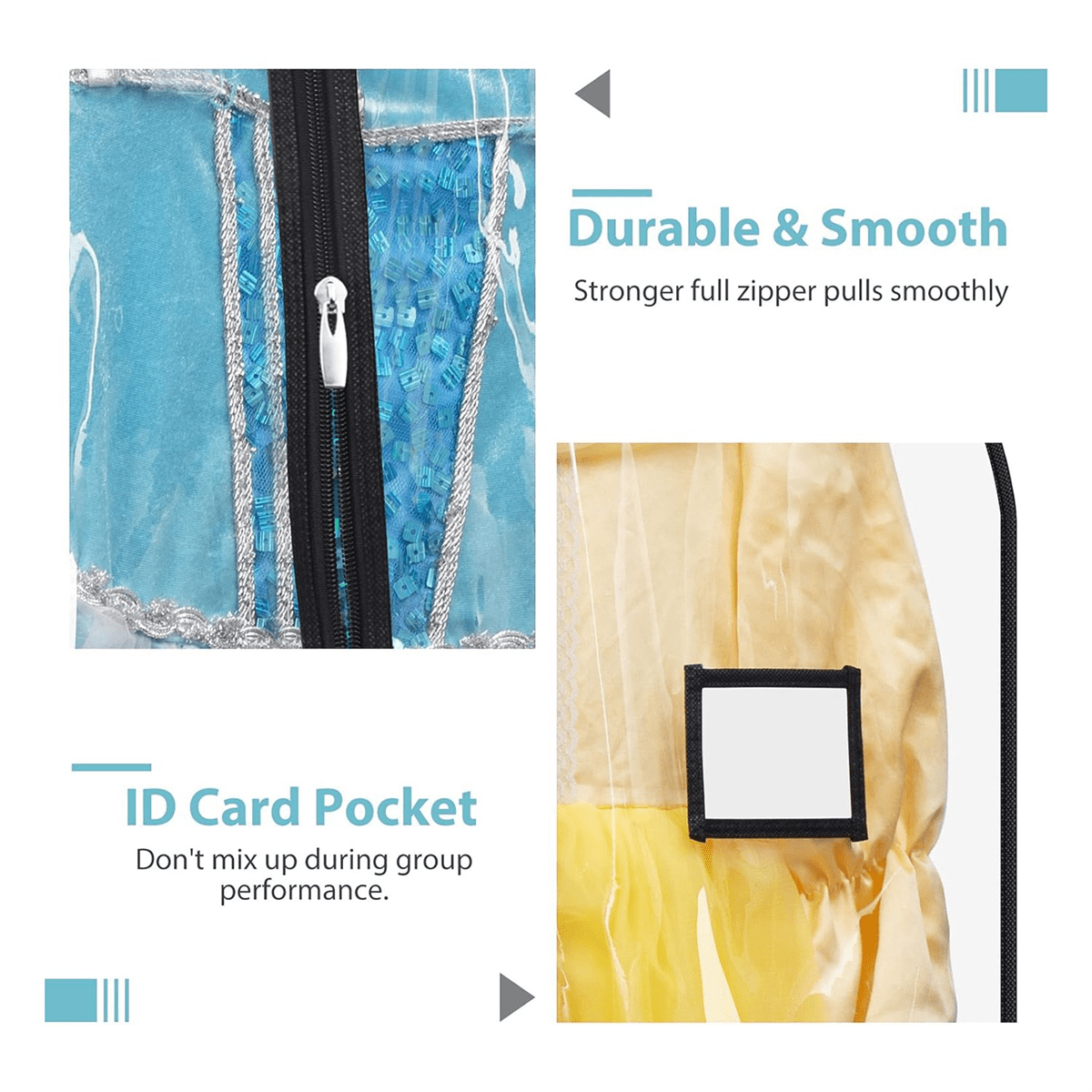 2 Packs Clear Dance for Dancers with 4 Pockets, 40Inch Kids Dance Costume Garment Bag for Travel and Danc