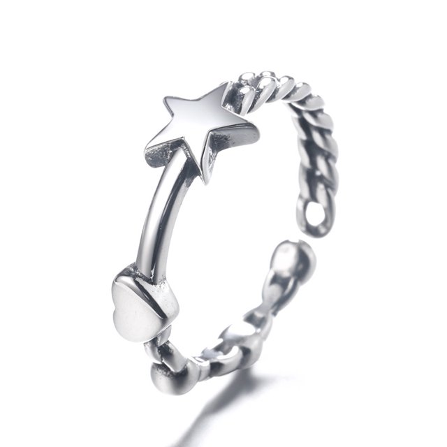 Anillo abierto minimalista geométrico de plata coreana, diseño de nicho femenino, tendencia ins