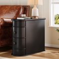 thumbnail image 2 of Fnova Solid Wood End Table with 2 Drawers, No Assembly Required, Narrow Side Tables for Living Room, Bedroom, Black, 2 of 13