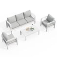 thumbnail image 6 of ECOPATIO Aluminum Patio Furniture Set, 6 Pcs Metal Modern Outdoor Sofa Sets, Outdoor Sectional Patio Conversation Set with Coffee Table for Backyard, Poolside, White (Included Waterproof Covers), 6 of 10