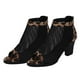 thumbnail image 1 of 1 par de sandalias de tacón alto de gasa hueca, zapatos de tacón grueso, sandalias con boca de pez, elegantes sandalias femeninas (leopardo, talla 37, 6.5US, 4UK, 37.5EU, 9.2355 pulgadas), 1 of 3