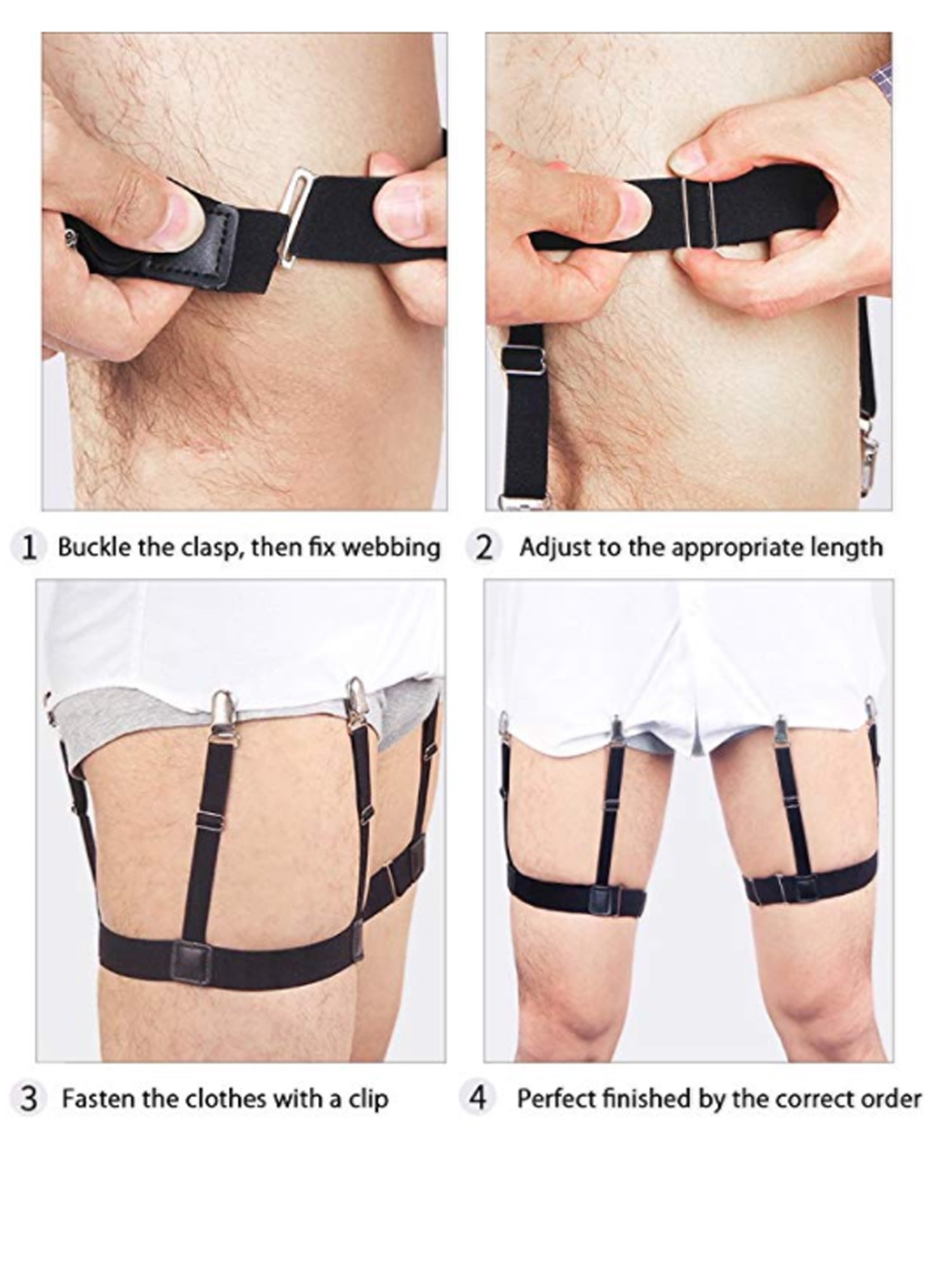 SAYFUT Pair of Shirt Stays Adjustable Elastic Shirt Holder Strape Dress  Shirts with Non-slip Locking Clamps-Dress Shirt Stays for Men - Walmart.com