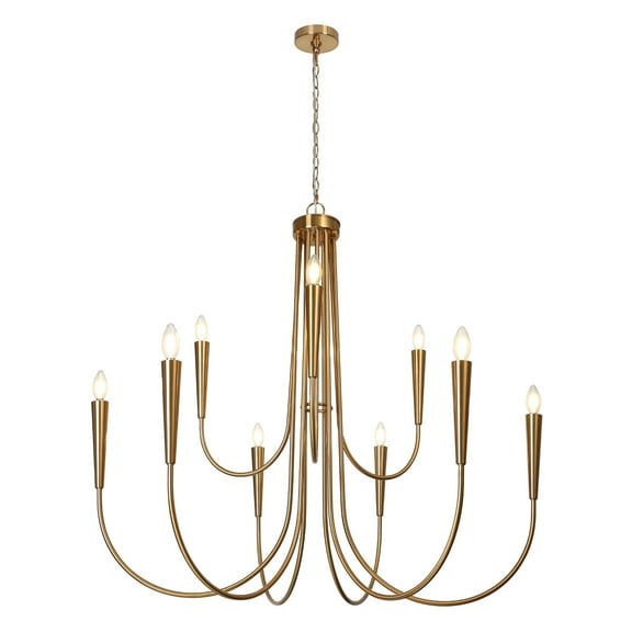 LNC Modern Gold 10-Light Chandelier, 41 in Statement Fixture for Foyer & Dining Room
