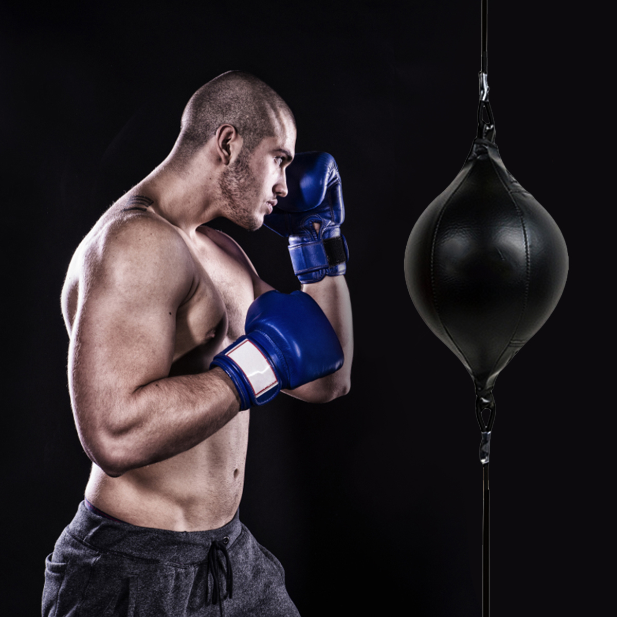 FOMIYES 1Set Professional Boxing Ball for Reflex Agility Training Black Durable Plastic