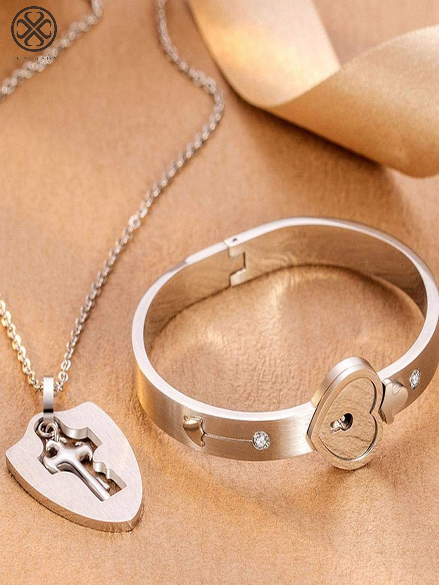 Luxtrada Heart Love Lock Bracelet with 