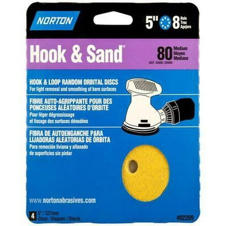 

2Pc Norton Hook & Sand 5 in. Aluminum Oxide Hook and Loop A290 Sandpaper Vacuum Disc 80 Grit Coarse 4 pk