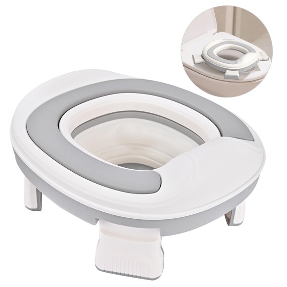 2-in-1 Portable Baby Potty Toilet, Foldable Travel Toddler Potty Training Seat with Non-Slip Pads & Splash Guard for Boys and Girls Ages 1-4