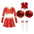 thumbnail image 1 of Sxiwei Robe de Cheerleader pour Filles Crop Tops de Lycée avec Jupes Bas Pompon Uniforme d'Équipe Costume Rouge 6, 1 of 5