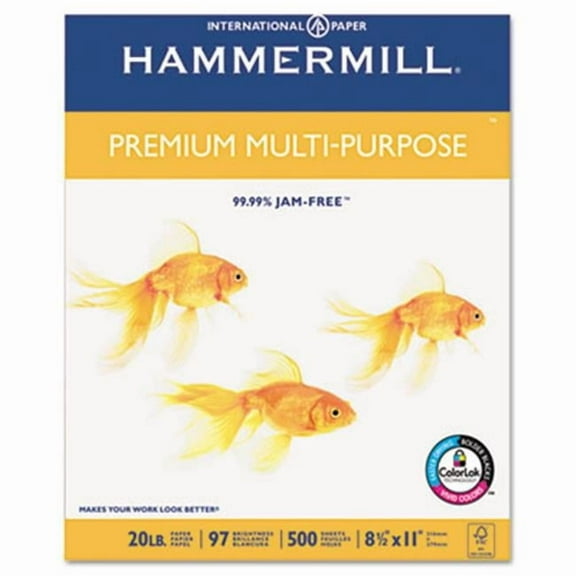 Hammermill  Premium Multipurpose Paper  20-lb.  8.5 x 11  White  2500-Carton
