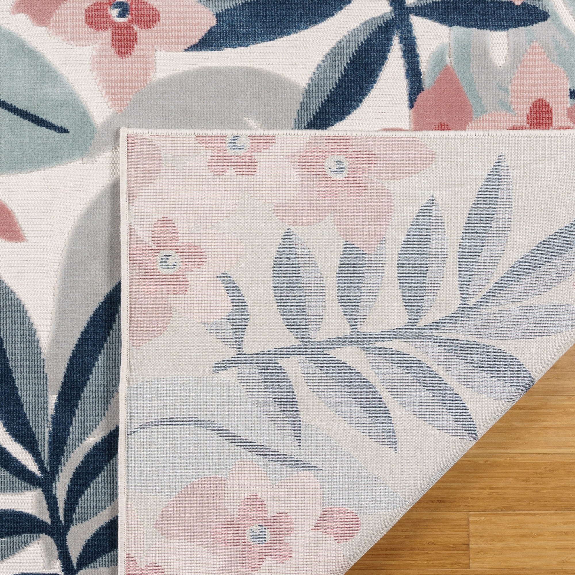 Gertmenian Tara Nelly Coastal Floral Blue Outdoor Area Rug, 8x10